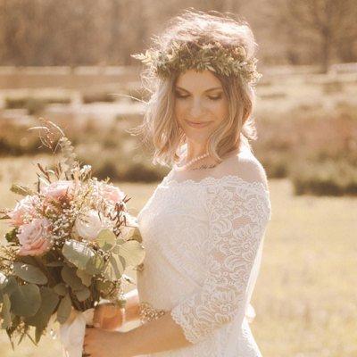 Ivory Off-The-Shoulder Floral Lace Dress #1119